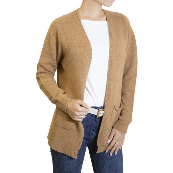 Cardigan aperto e lungo con tasche 